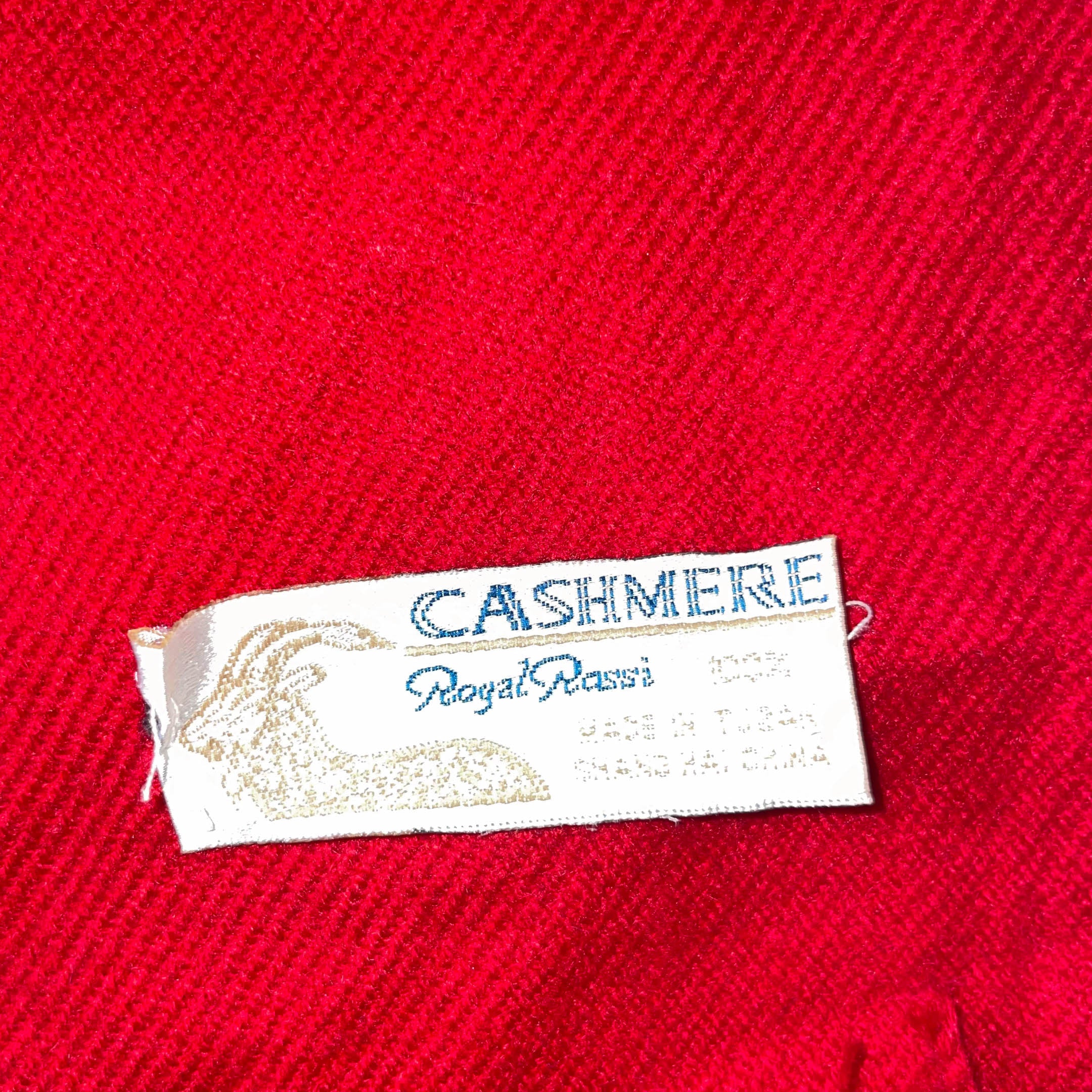 Vintage Women's Red Cashmere Royal Rossi scarf L58 W 13| SKU 3738