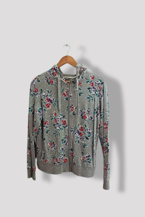 Vintage Mark & Spencer grey floral print womens full zip up hoodies size uk 14