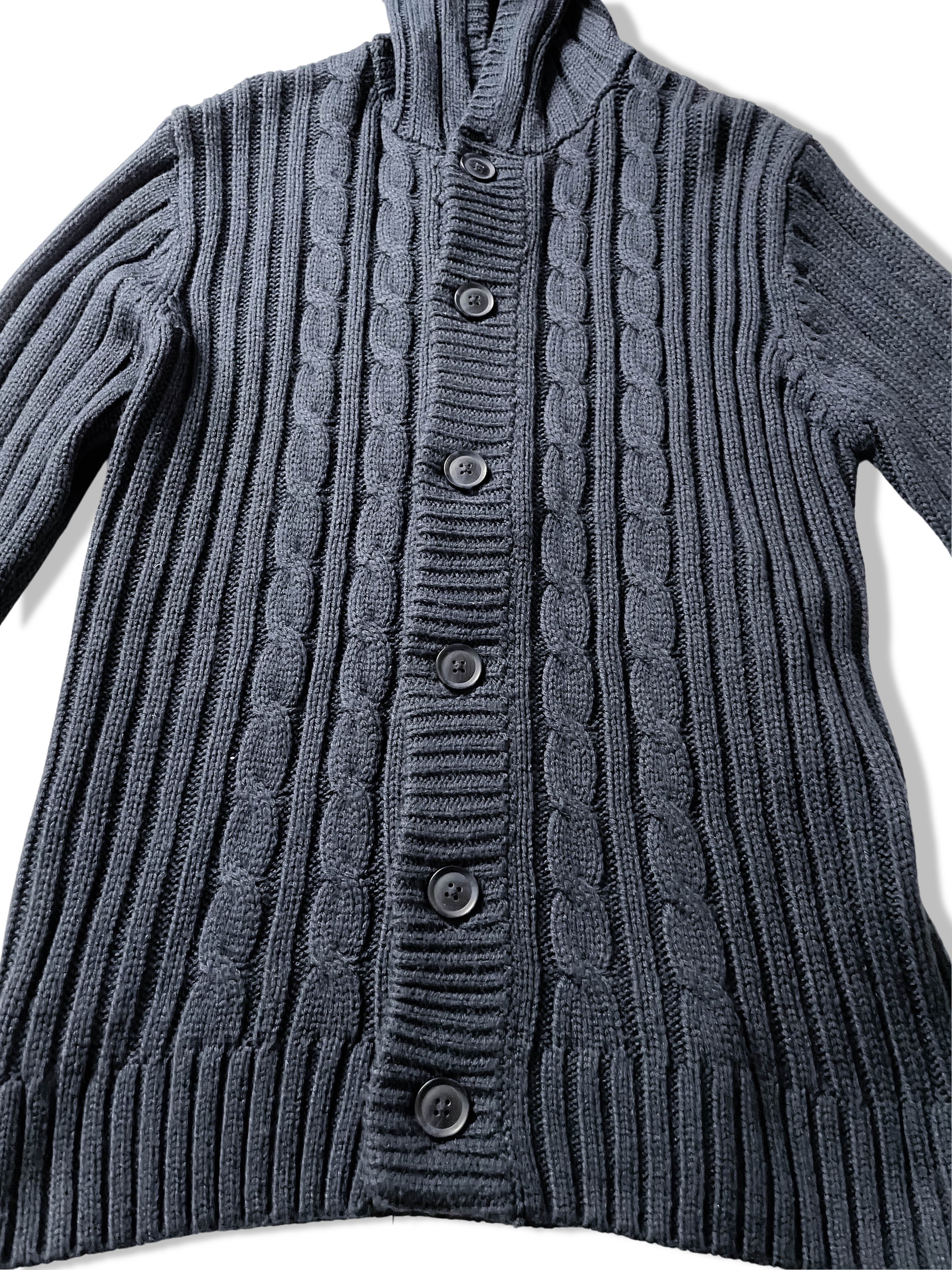 Vintage George grey cable knitted small hoodie cardigan