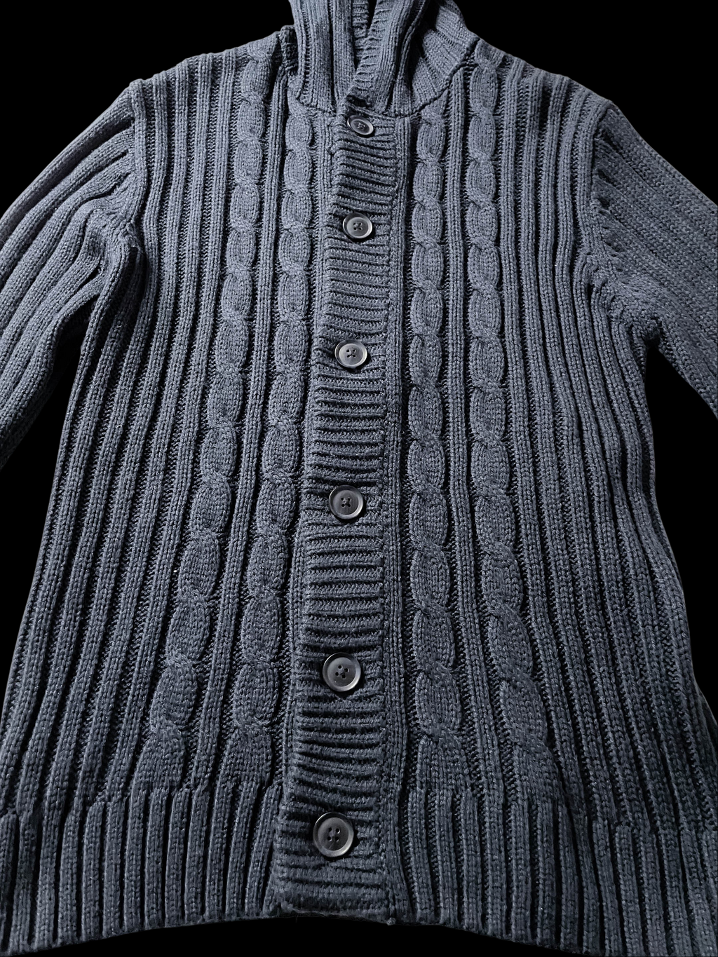 Vintage George grey cable knitted small hoodie cardigan