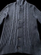 Vintage George grey cable knitted small hoodie cardigan