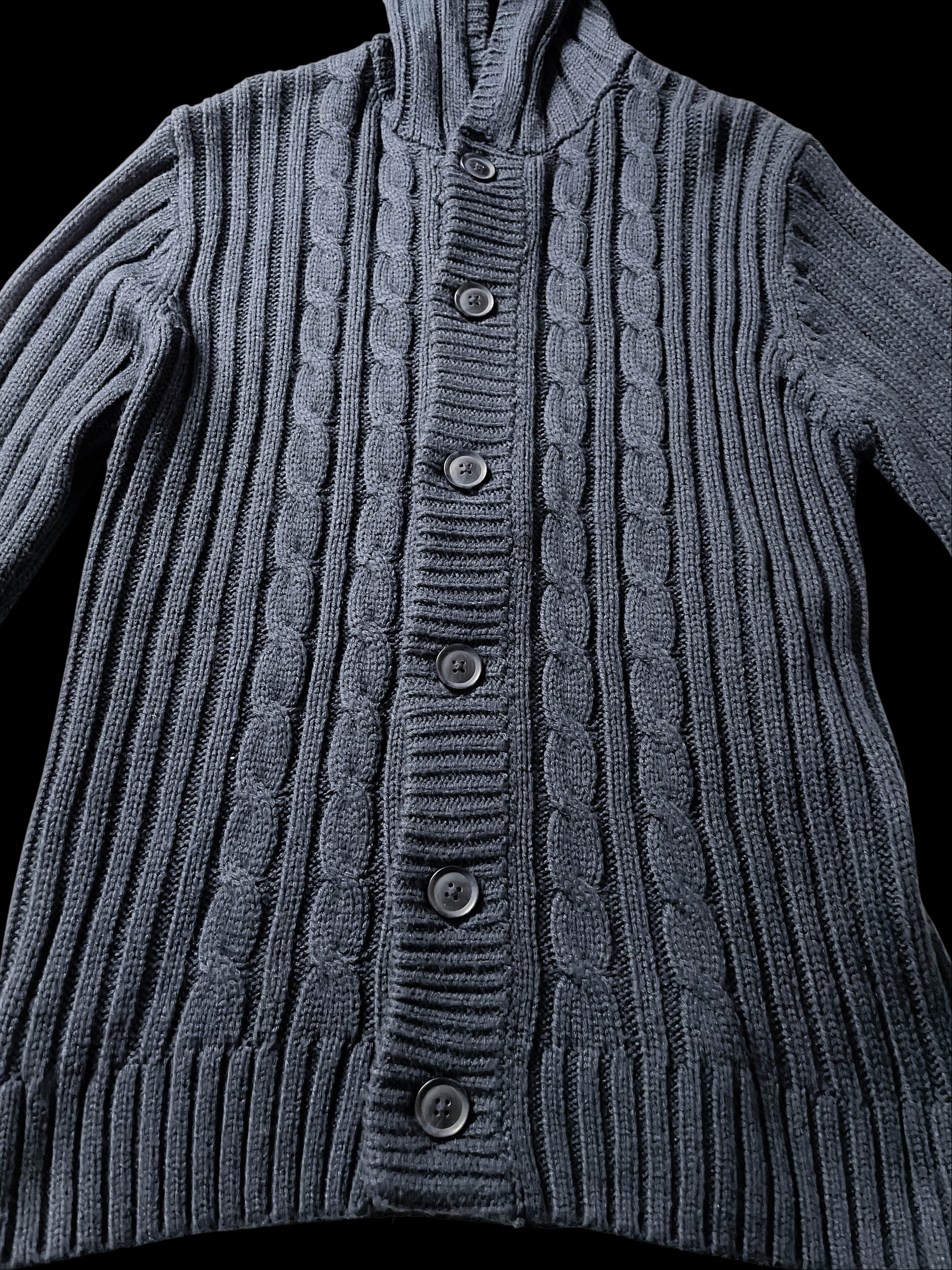 Vintage George grey cable knitted small hoodie cardigan