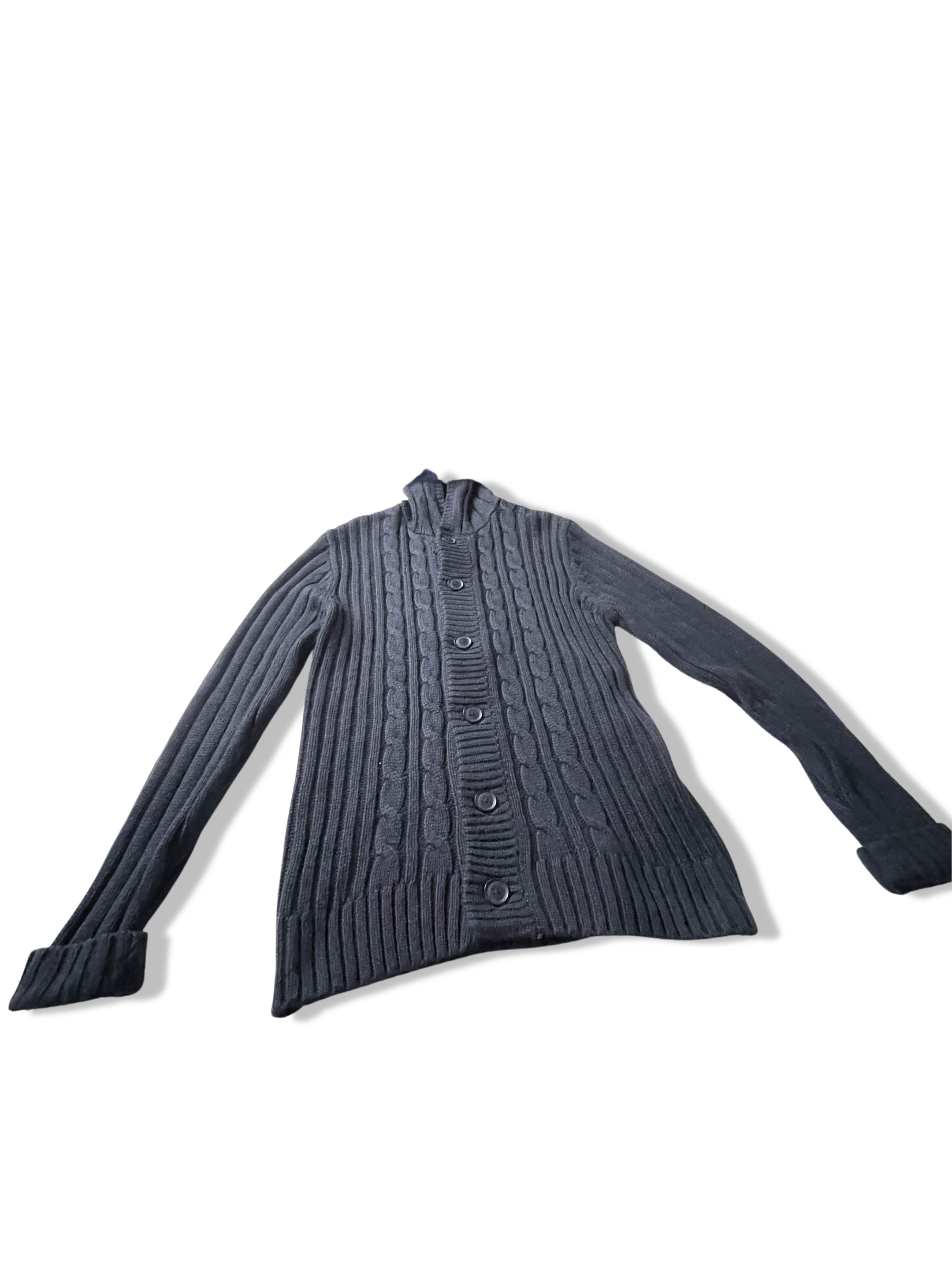 Vintage George grey cable knitted small hoodie cardigan