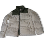Women's Relax & Renew Cream/Green puffer padded Irish  full zip jacket 10|SKU 3739