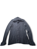 Vintage George grey cable knitted small hoodie cardigan