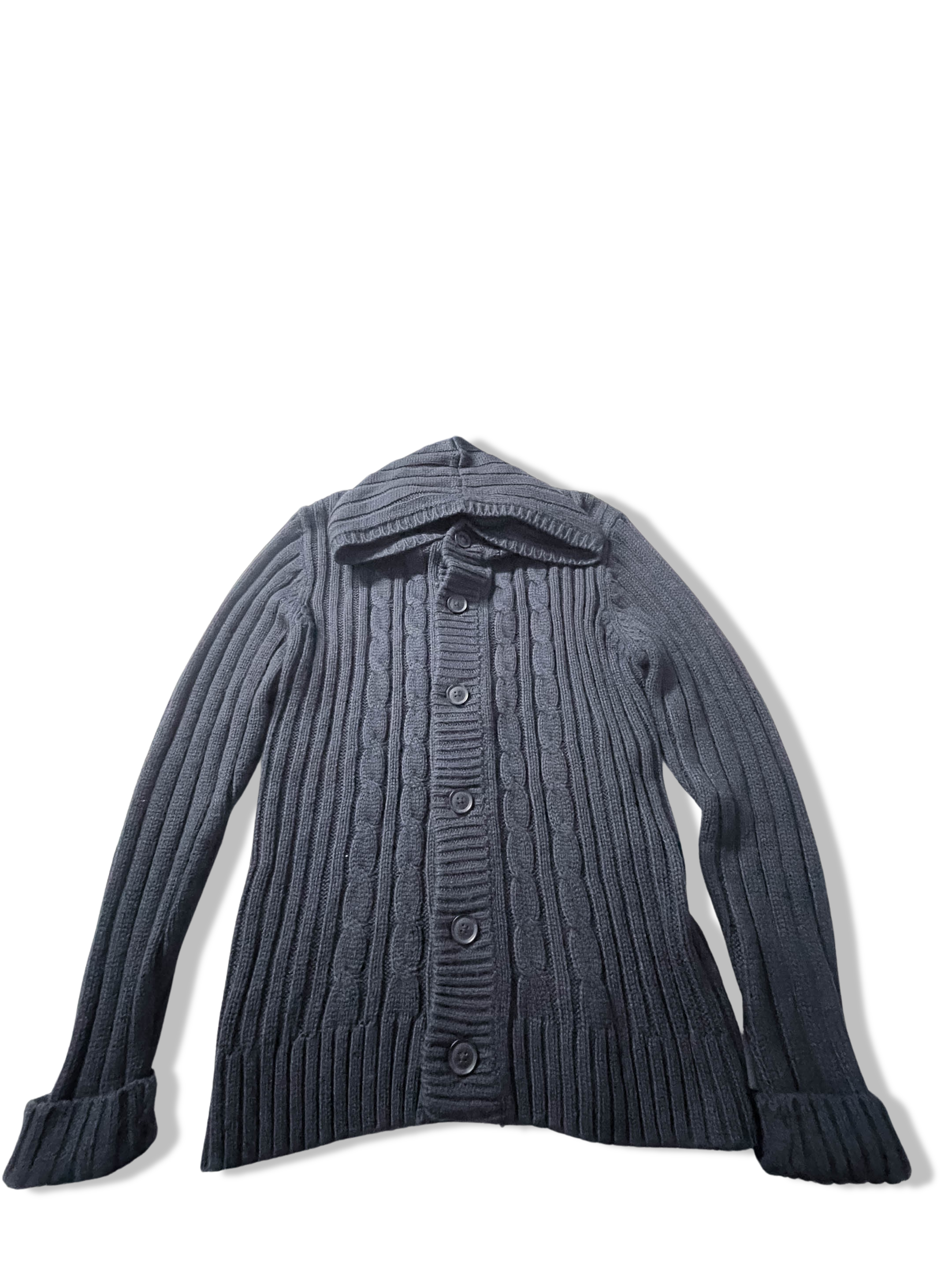 Vintage George grey cable knitted small hoodie cardigan