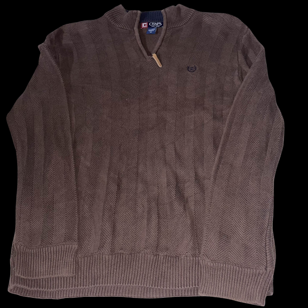 Vintage Chaps brown medium knitted 1/4 zip up sweater