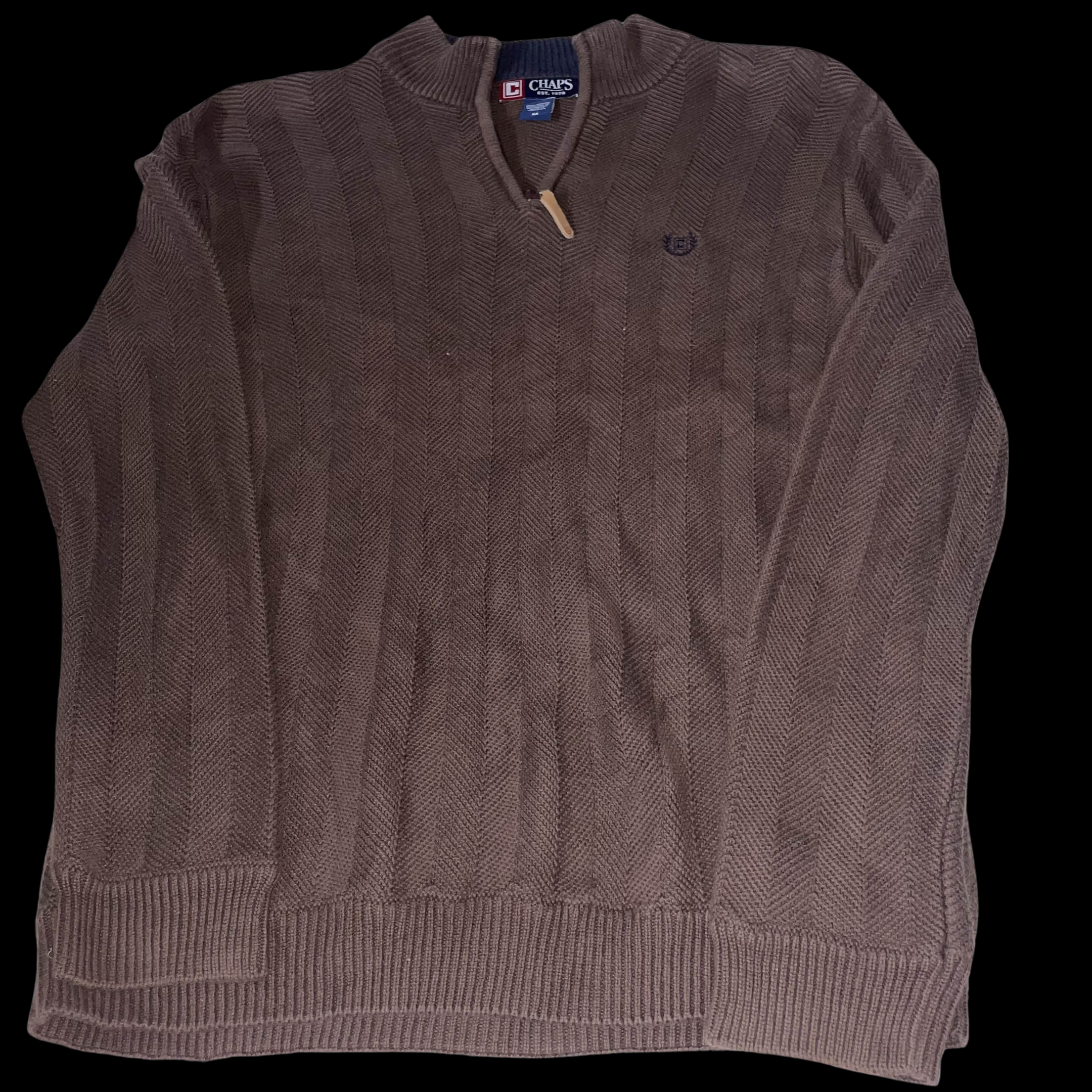 Vintage Chaps brown medium knitted 1/4 zip up sweater