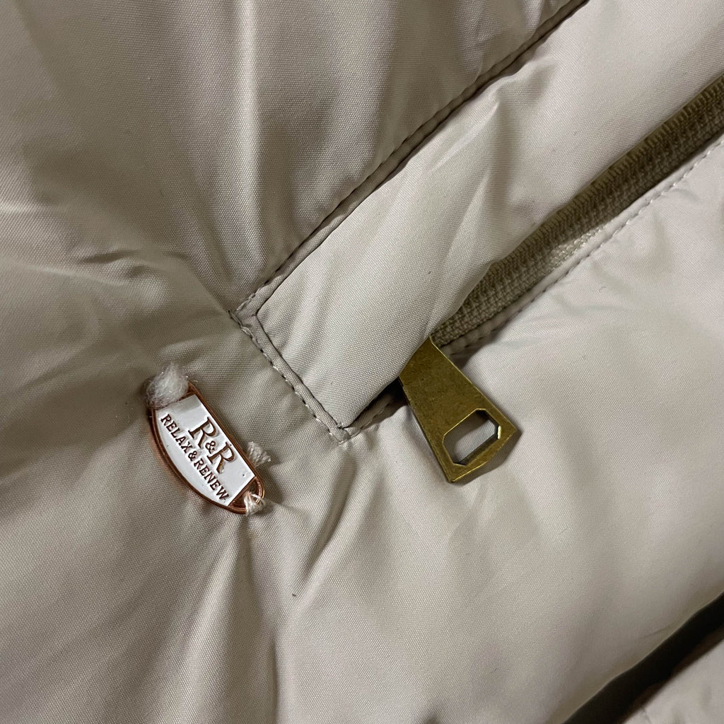 Women's Relax & Renew Cream/Green puffer padded Irish  full zip jacket 10|SKU 3739