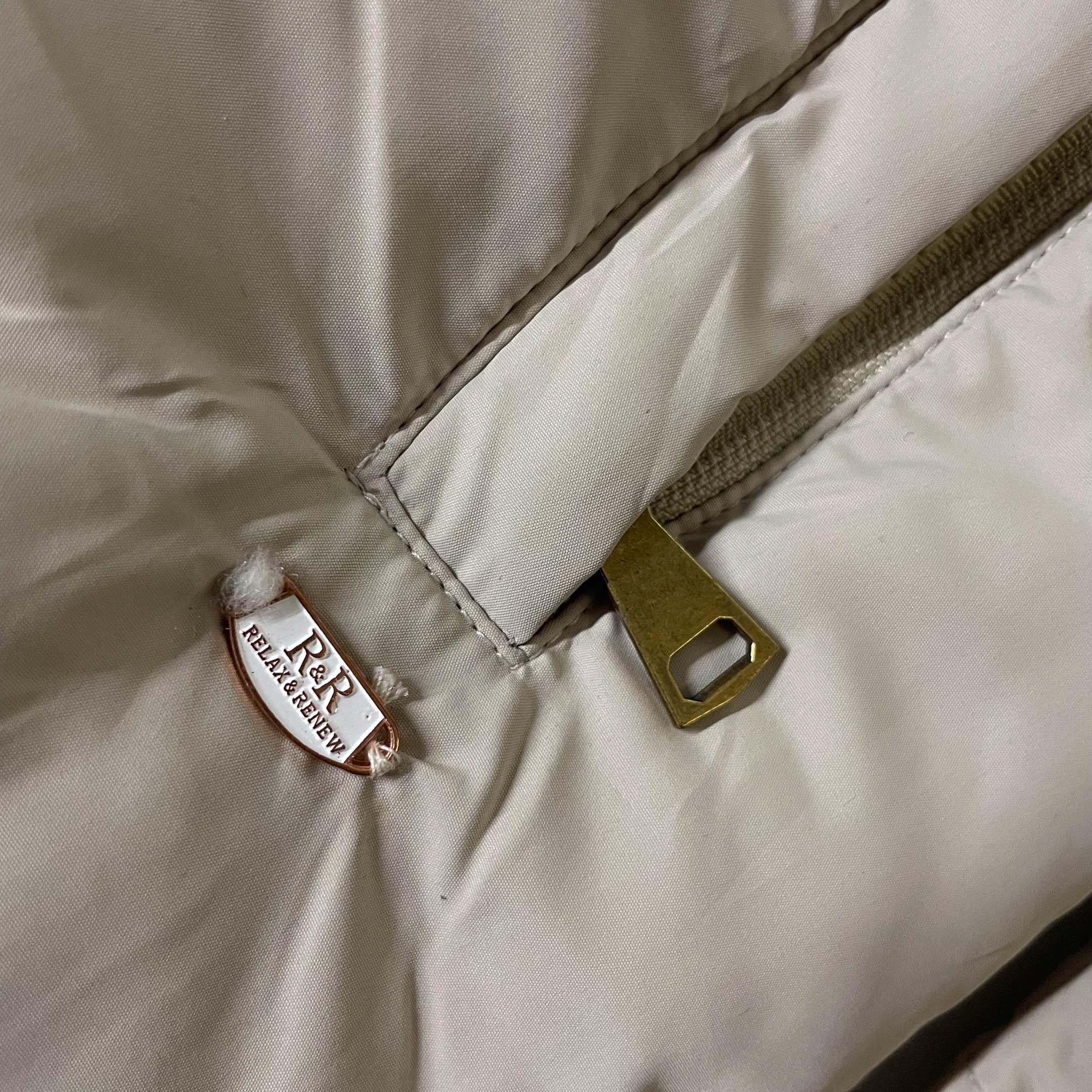 Women's Relax & Renew Cream/Green puffer padded Irish  full zip jacket 10|SKU 3739