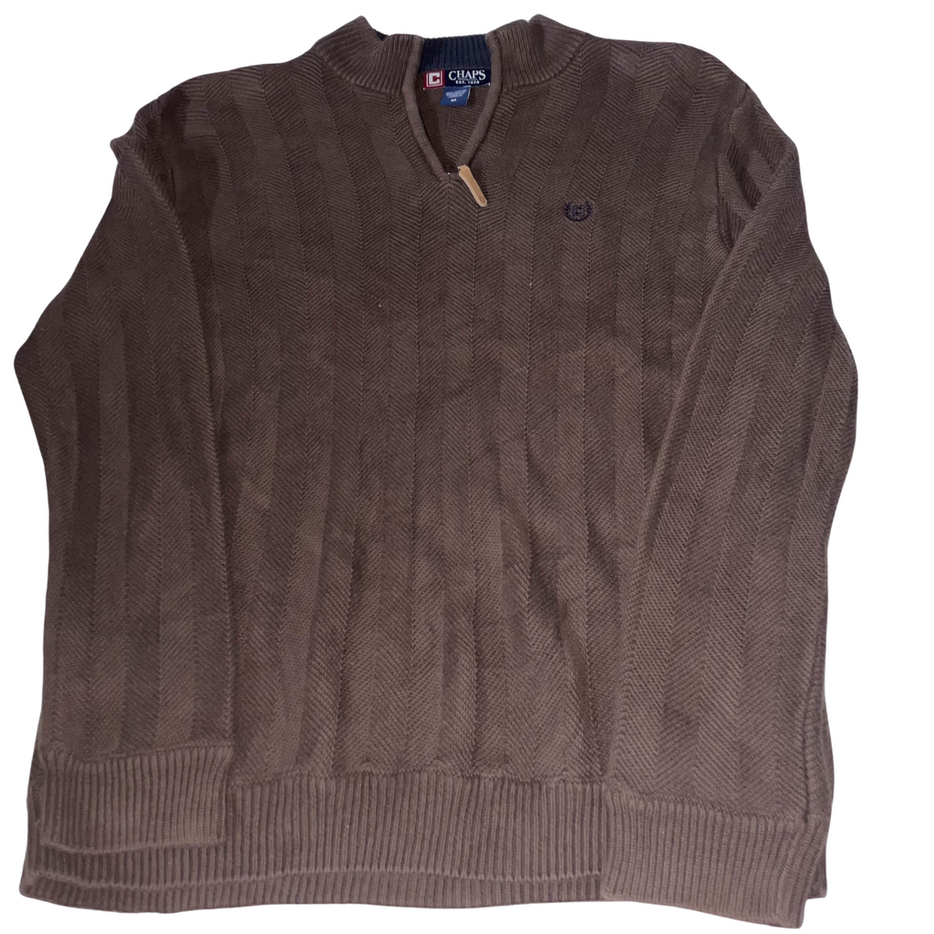 Vintage Chaps brown medium knitted 1/4 zip up sweater