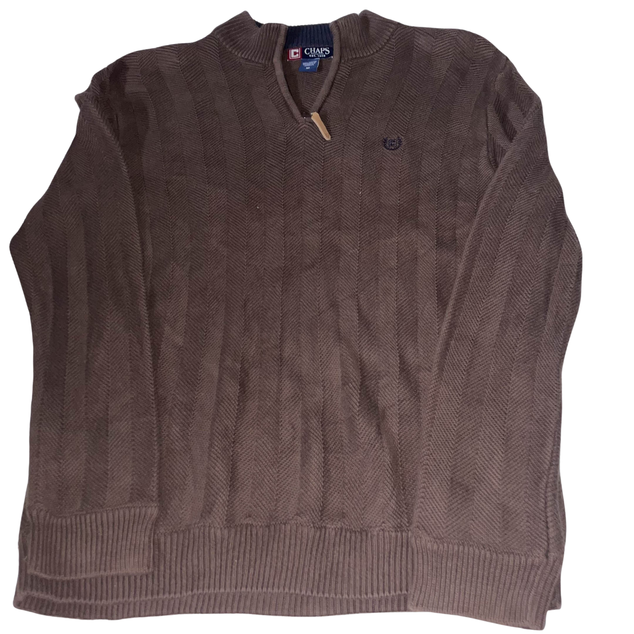 Vintage Chaps brown medium knitted 1/4 zip up sweater