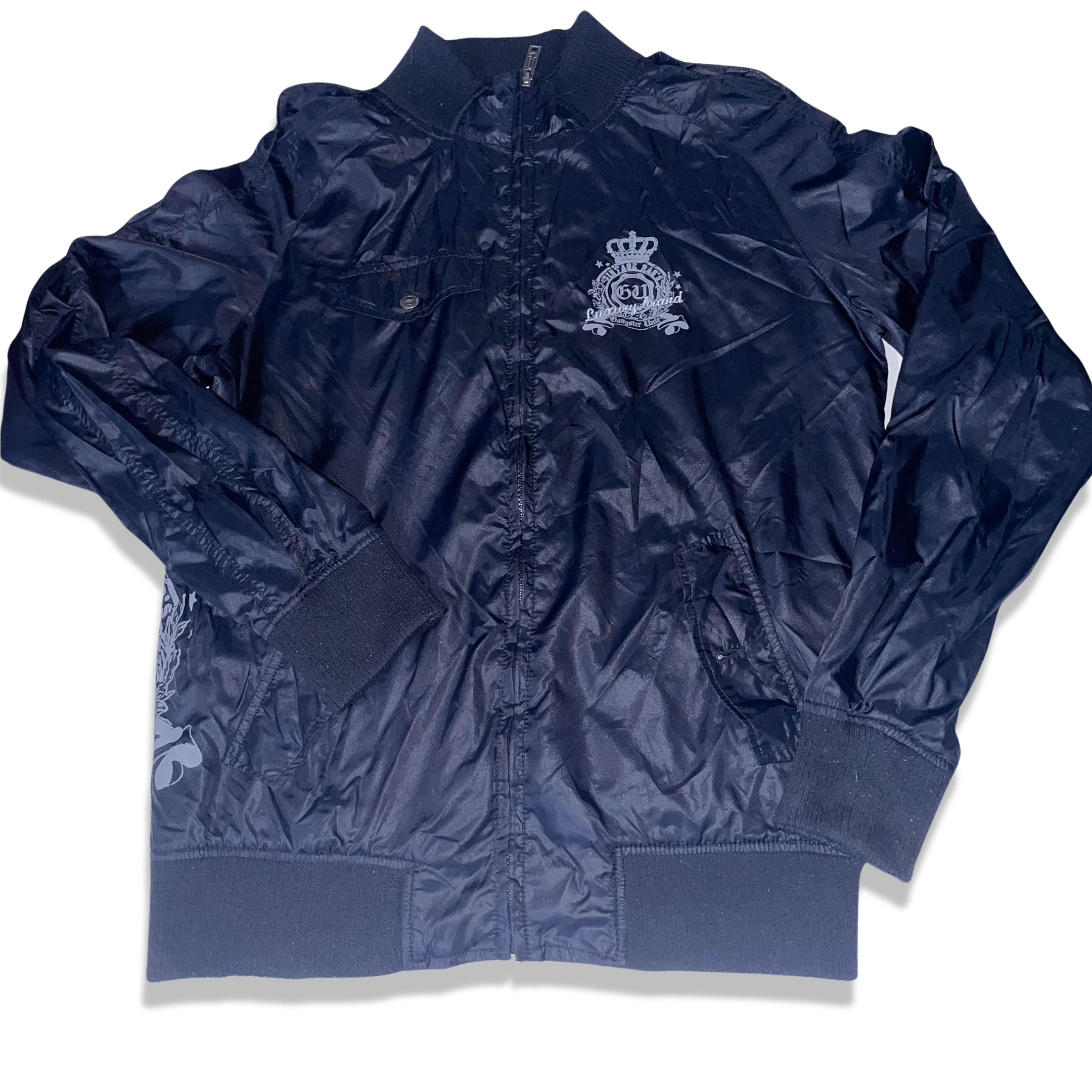 Vintage Gangster Unit since 1983 black medium full zip up leather jacket