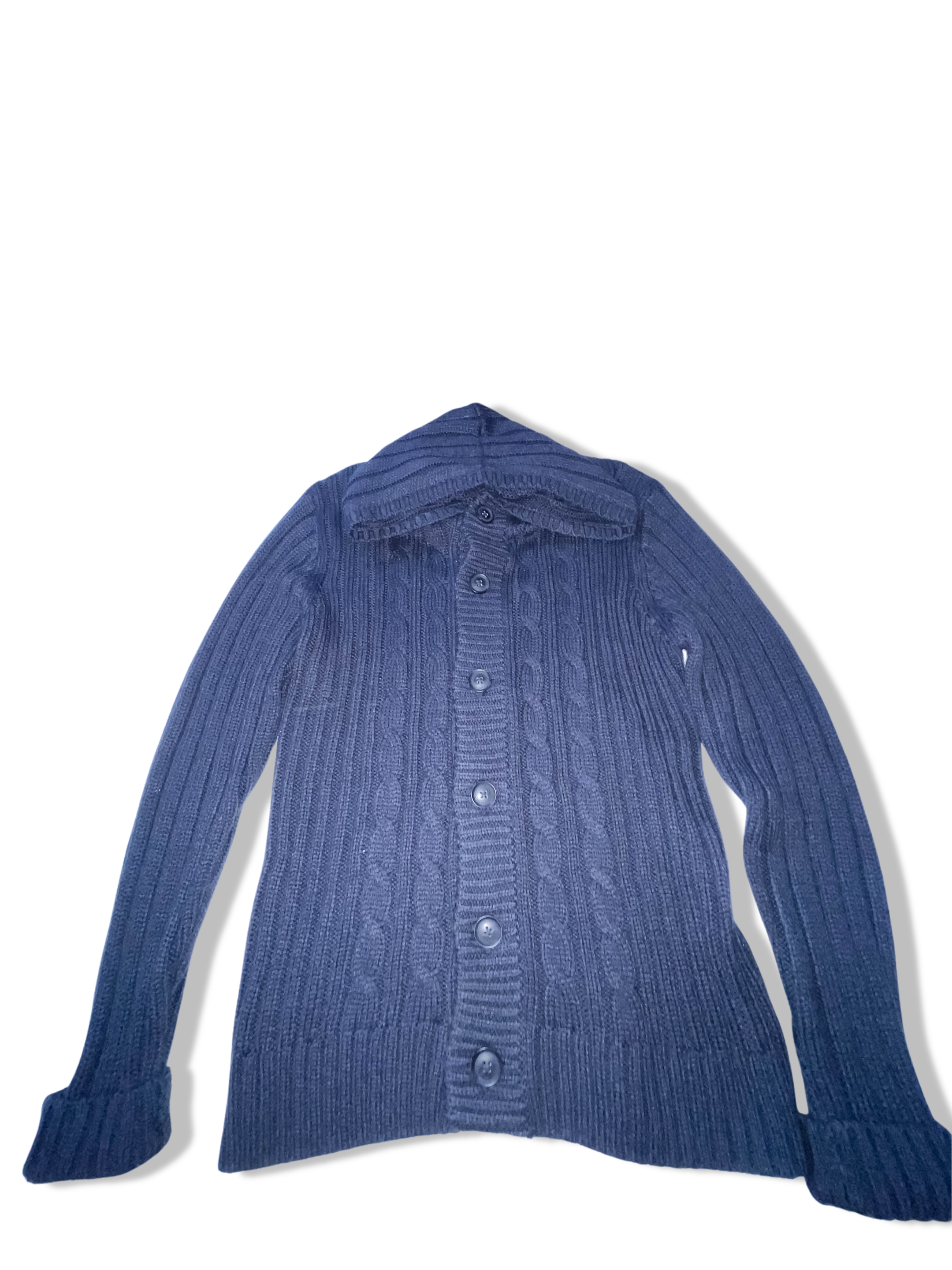 Vintage George grey cable knitted small hoodie cardigan