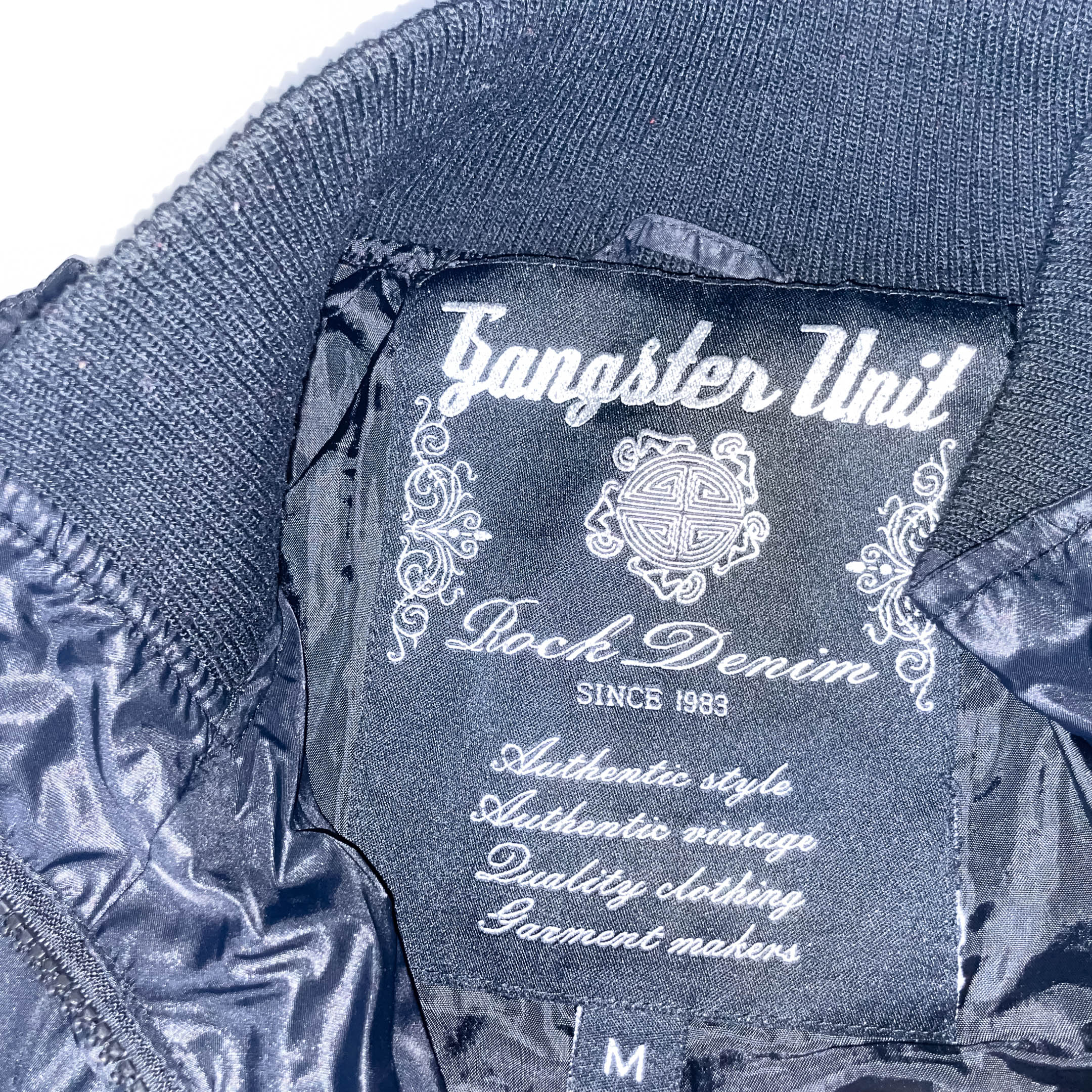 Vintage Gangster Unit since 1983 black medium full zip up leather jacket