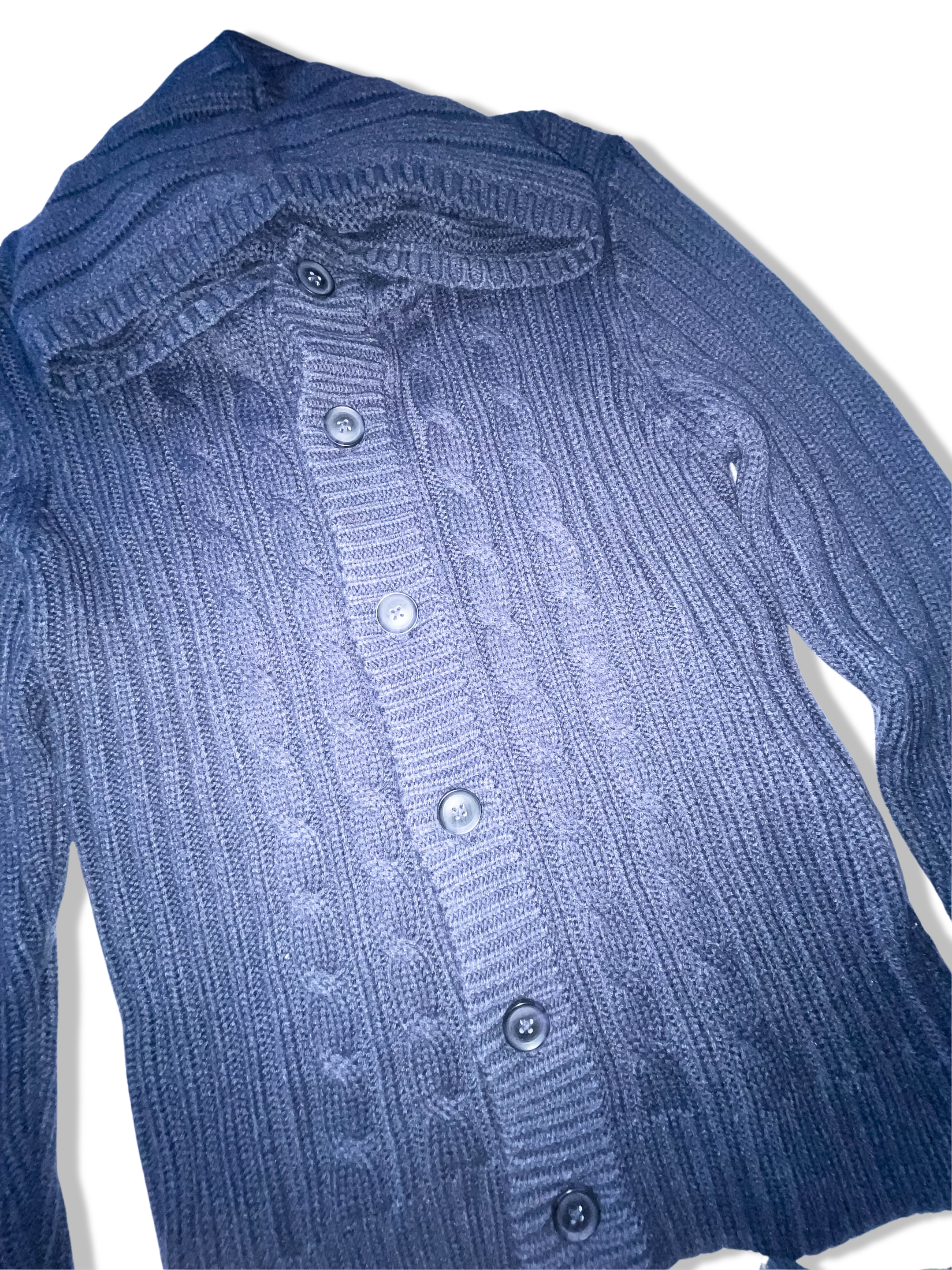 Vintage George grey cable knitted small hoodie cardigan