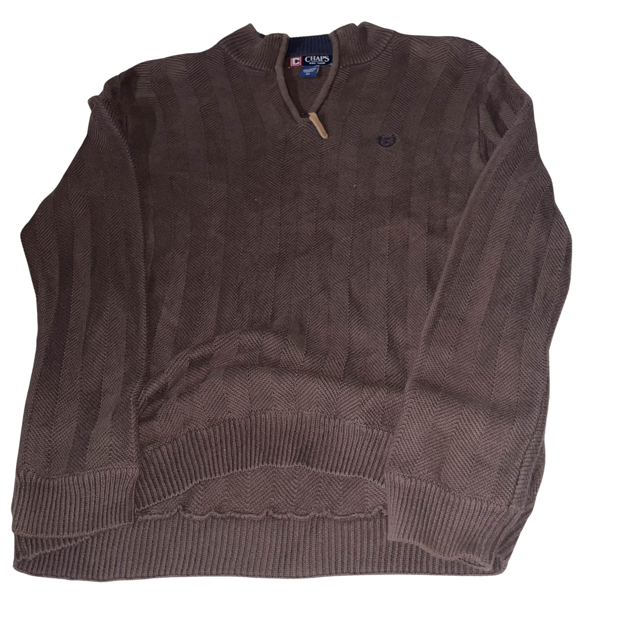 Vintage Chaps brown medium knitted 1/4 zip up sweater