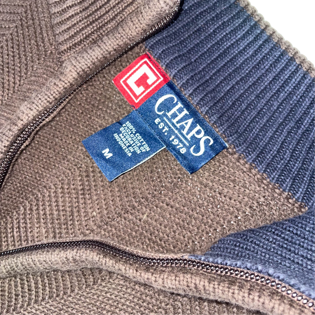 Vintage Chaps brown medium knitted 1/4 zip up sweater