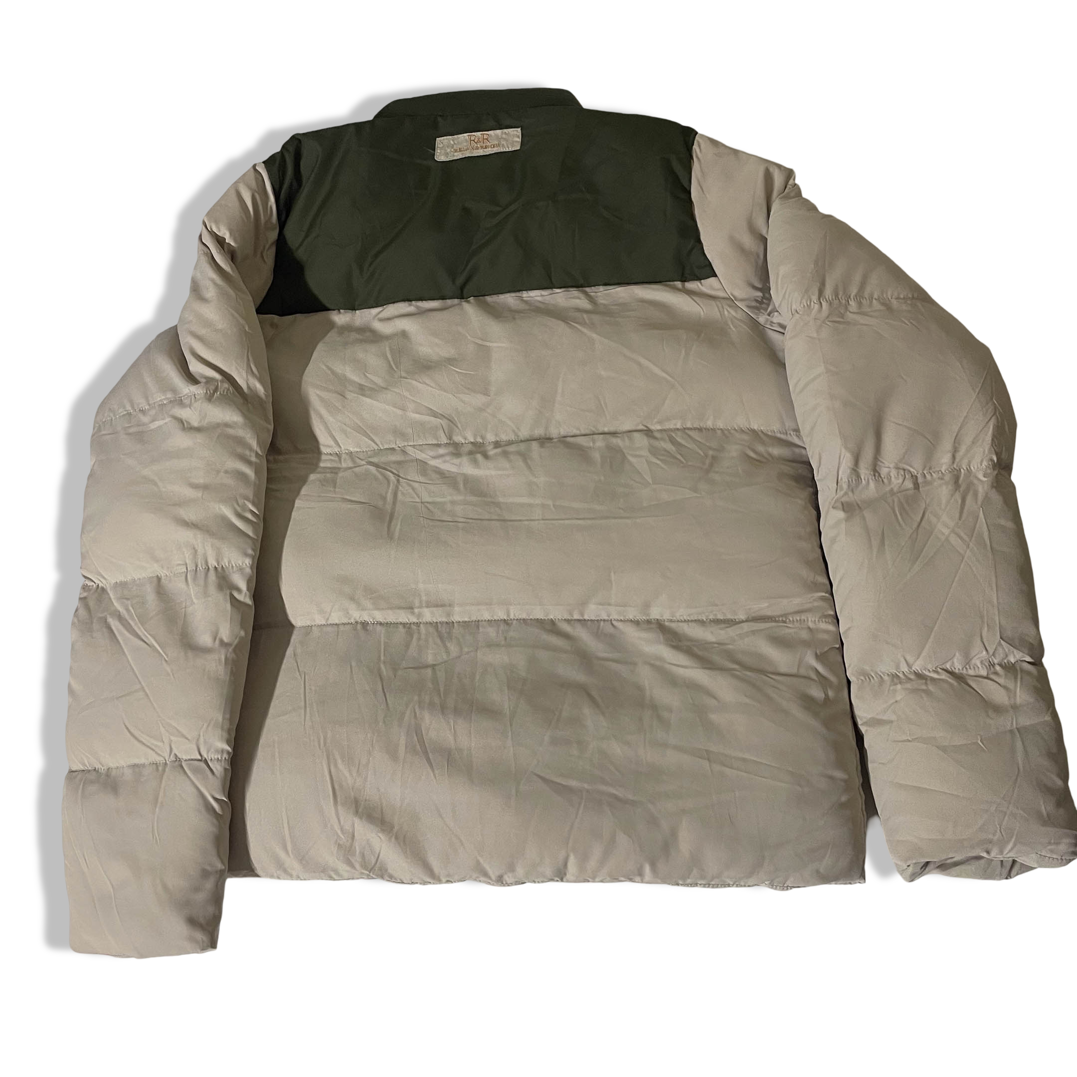 Women's Relax & Renew Cream/Green puffer padded Irish  full zip jacket 10|SKU 3739