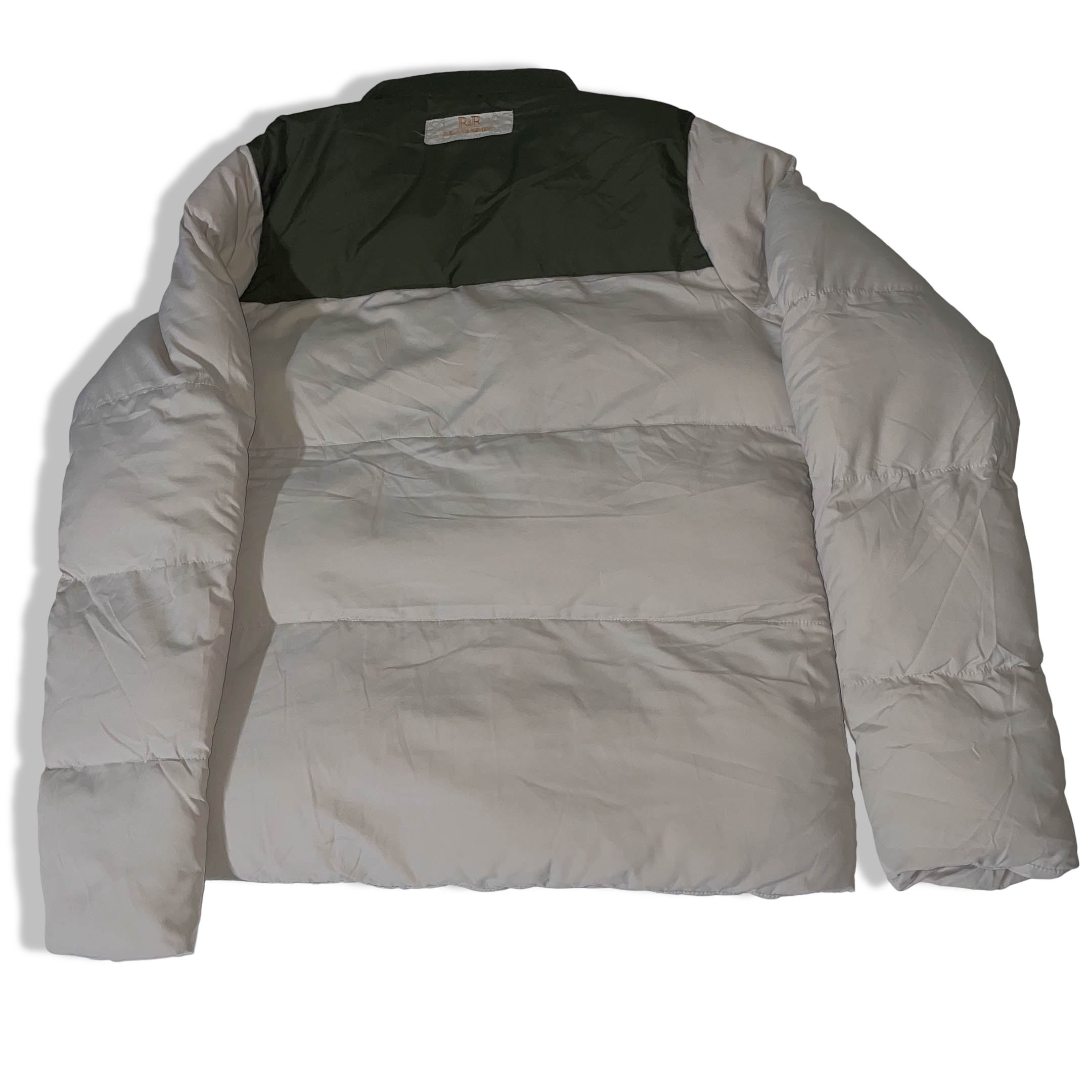 Women's Relax & Renew Cream/Green puffer padded Irish  full zip jacket 10|SKU 3739