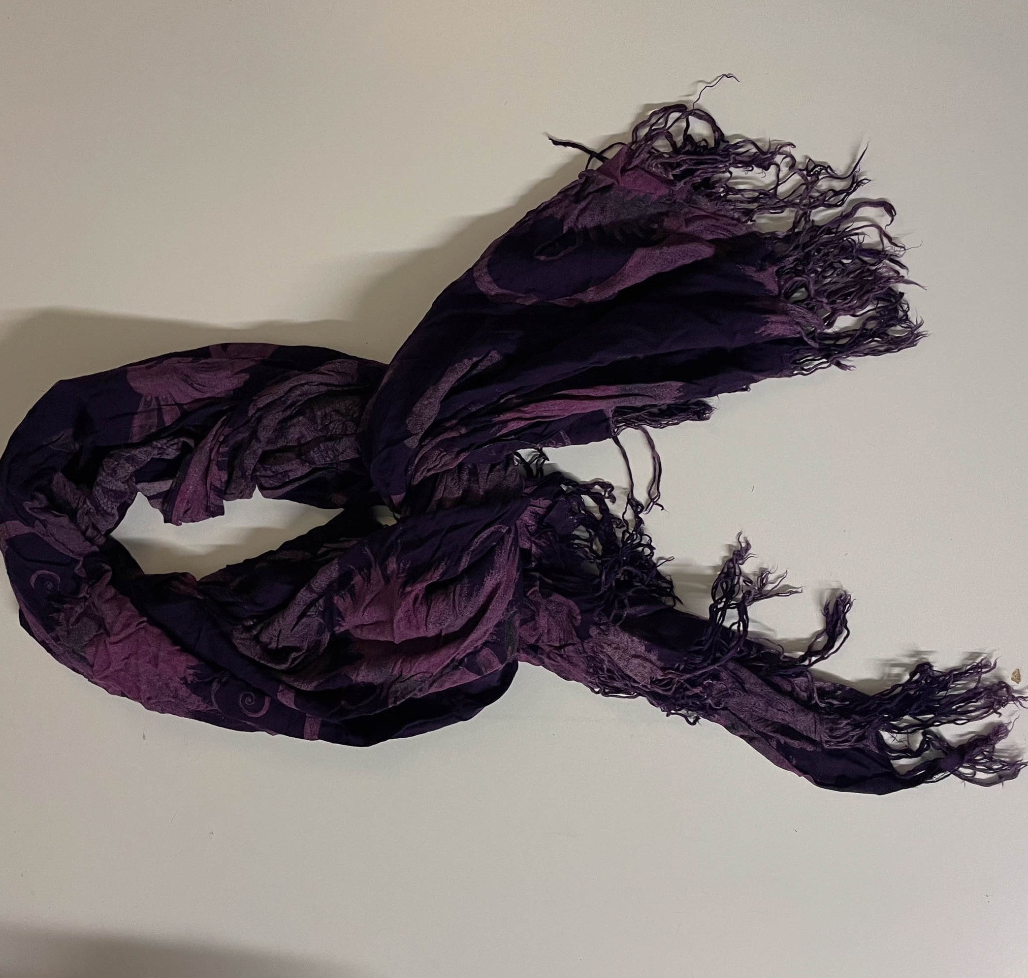 Vintage women's purple cotton floral print scarf L 64 W 36| SKU 3740