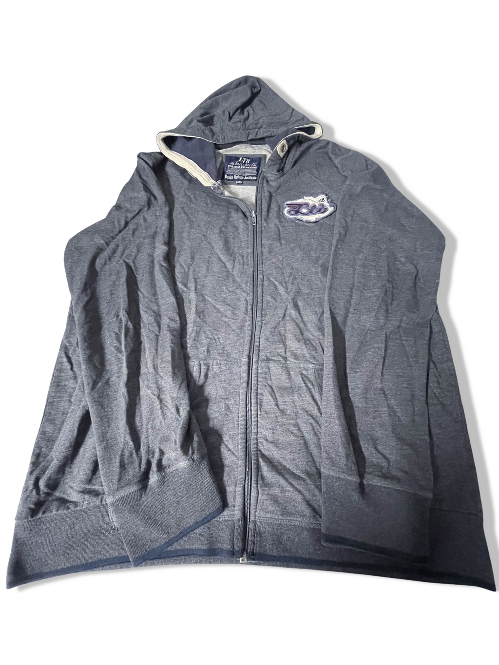 Vintage LTB Big logo full zip up grey hoodie size XXL