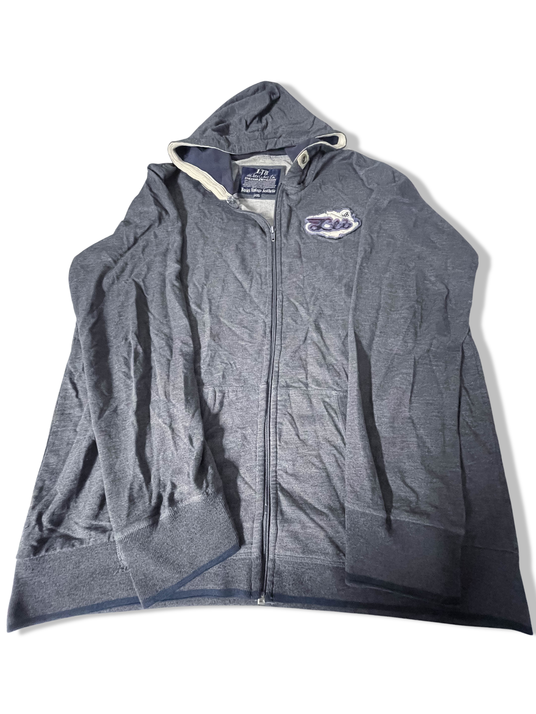 Vintage LTB Big logo full zip up grey hoodie size XXL