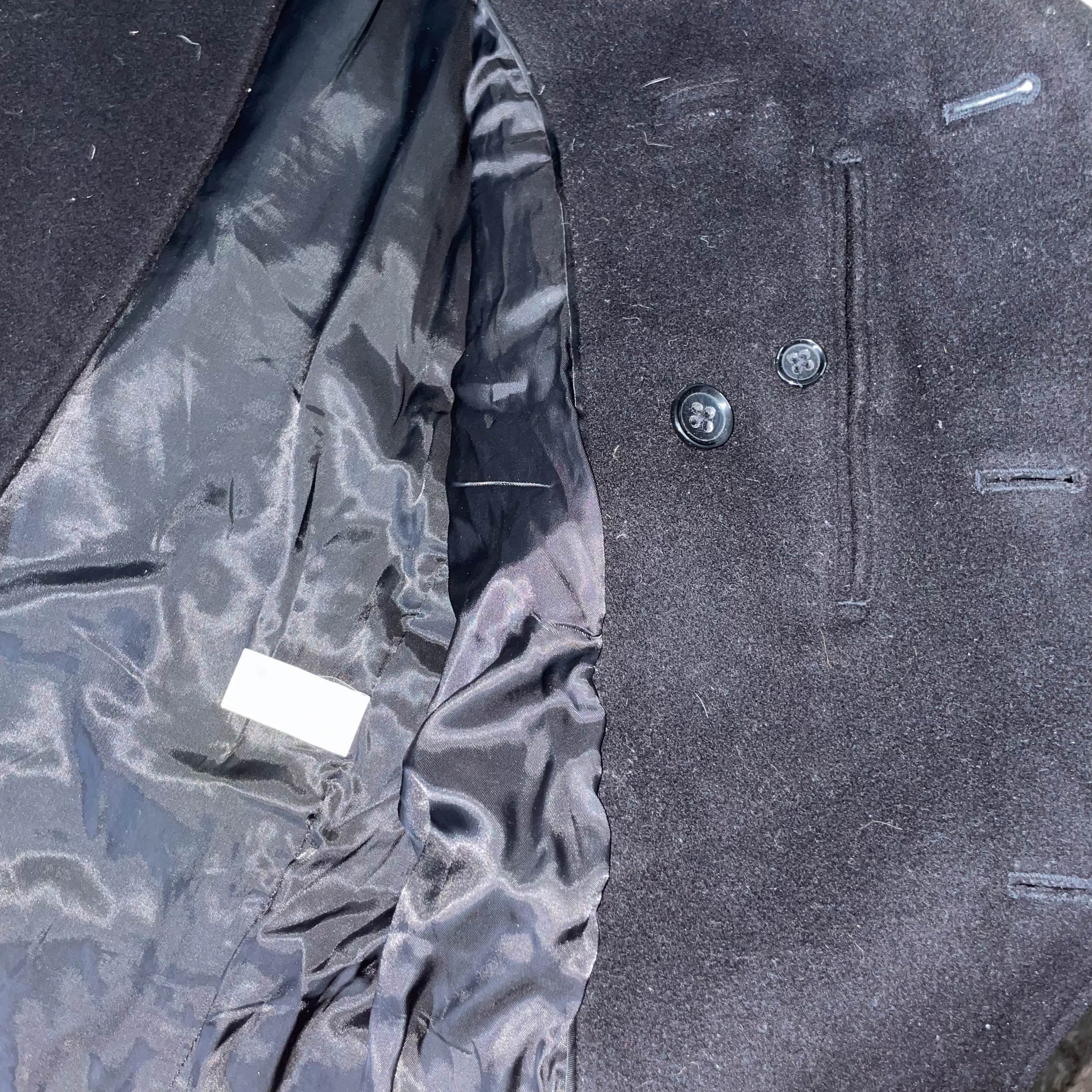 Men's Banana Republic wool double button breasted black trench coat in XL| 3697