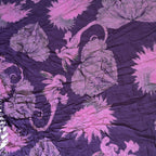 Vintage women's purple cotton floral print scarf L 64 W 36| SKU 3740