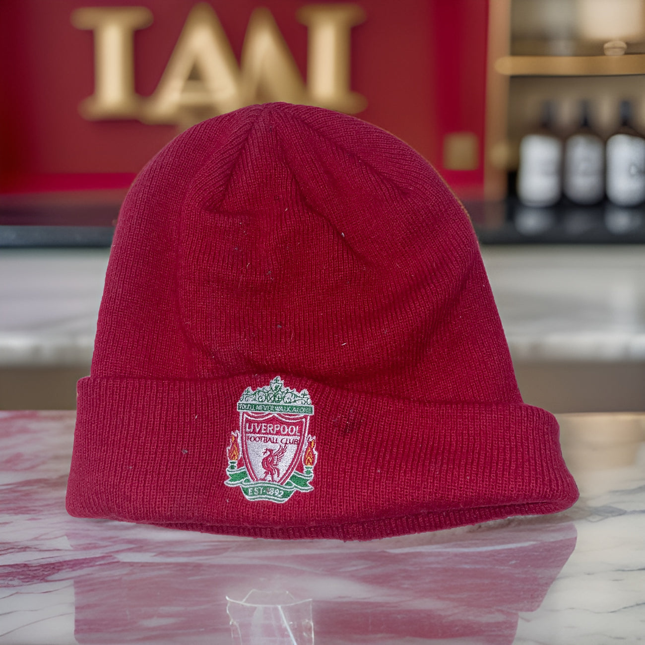 Vintage Red Liverpool FC winter beanie Hat weighnpayclothingstore