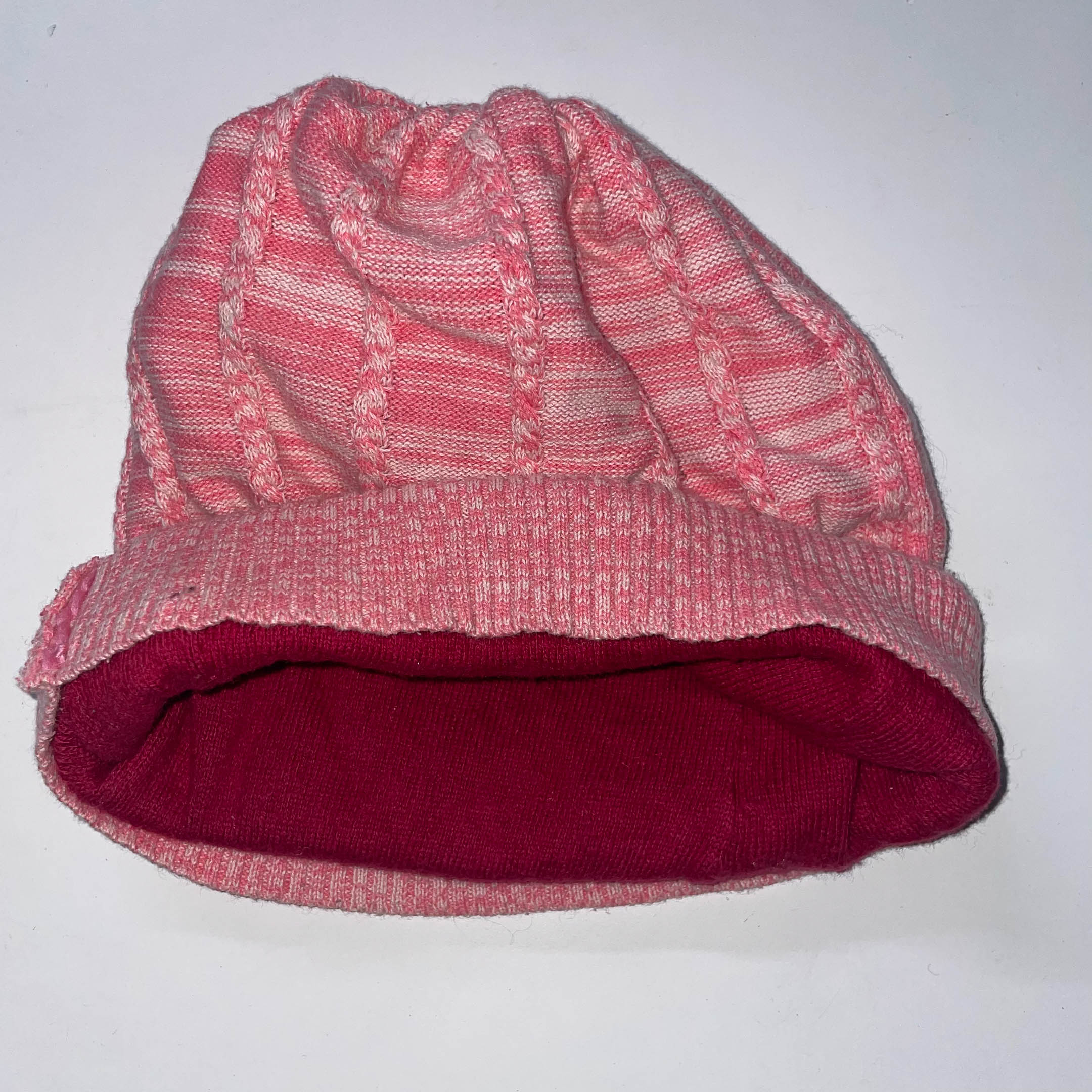 Vintage knitted orange reversible beanie hat