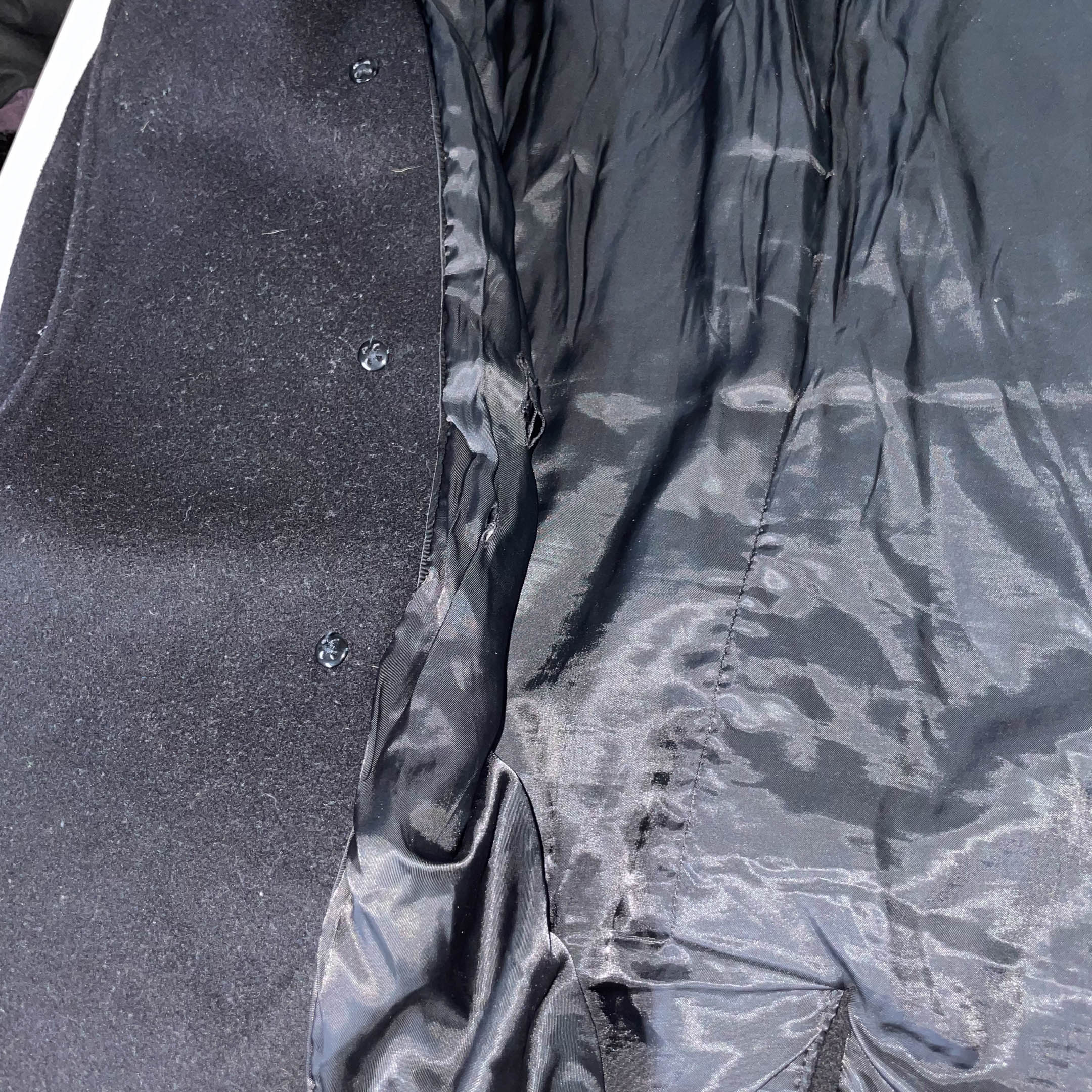 Men's Banana Republic wool double button breasted black trench coat in XL| 3697