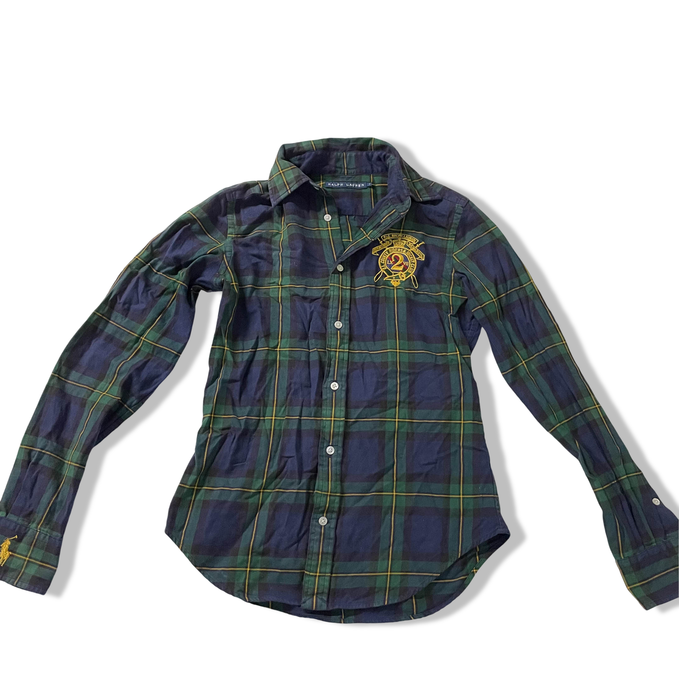 Vintage Women's Ralph Lauren Blue & Green Checkered long sleeve shirt in M| 3698