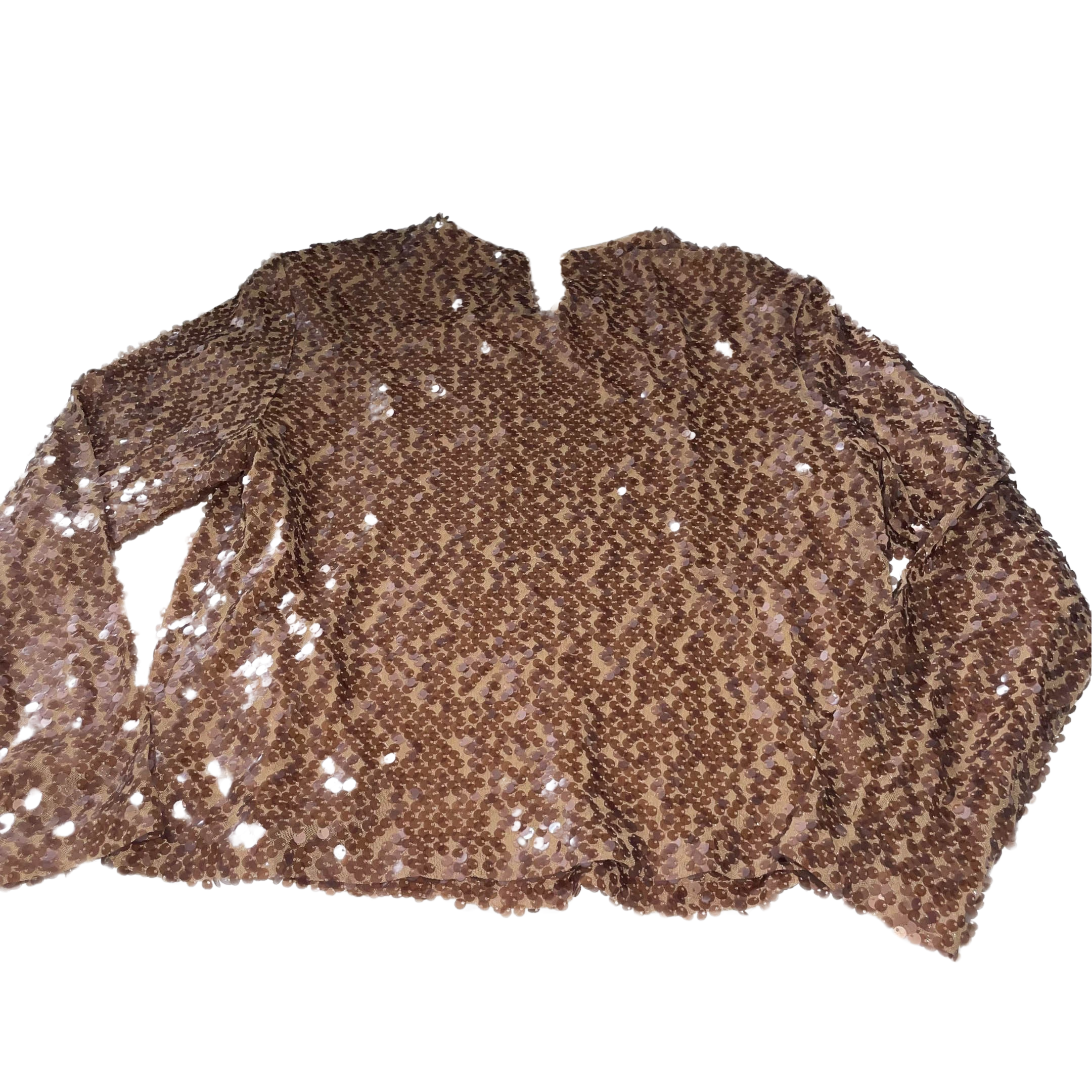 Vintage Womens Brown Studded sequine medium blouse