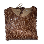 Vintage Womens Brown Studded sequine medium blouse