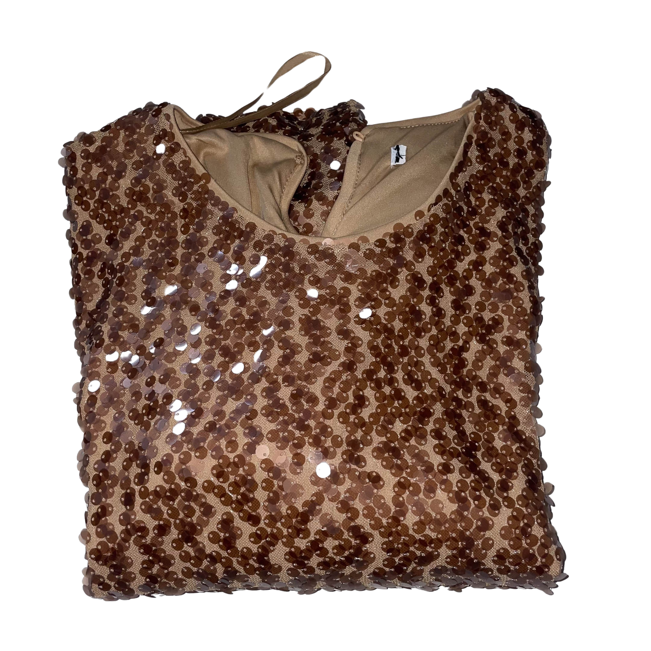 Vintage Womens Brown Studded sequine medium blouse