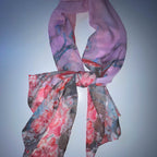 Vintage women's pink cashmere and silk floral scarf L 62 W 19| SKU 3742
