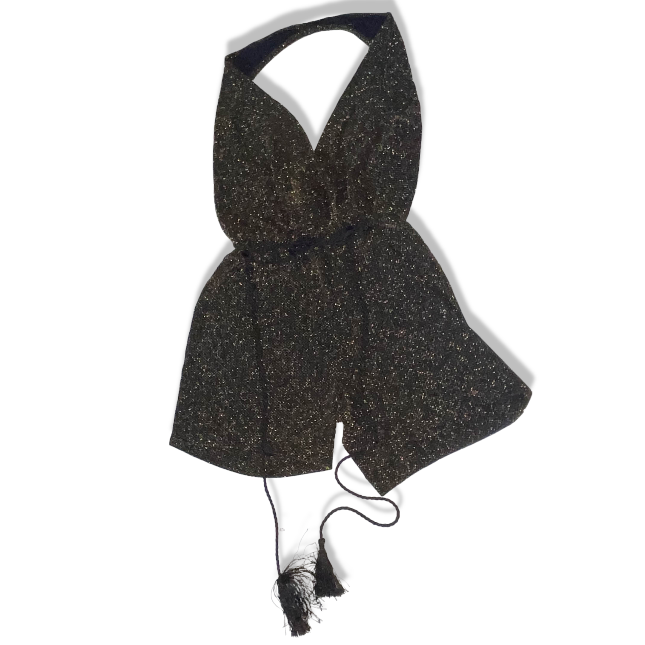 Vintage womens River Island black mini sleeveless sparkly jumpsuit UK 8