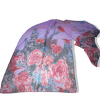 Vintage women's pink cashmere and silk floral scarf L 62 W 19| SKU 3742