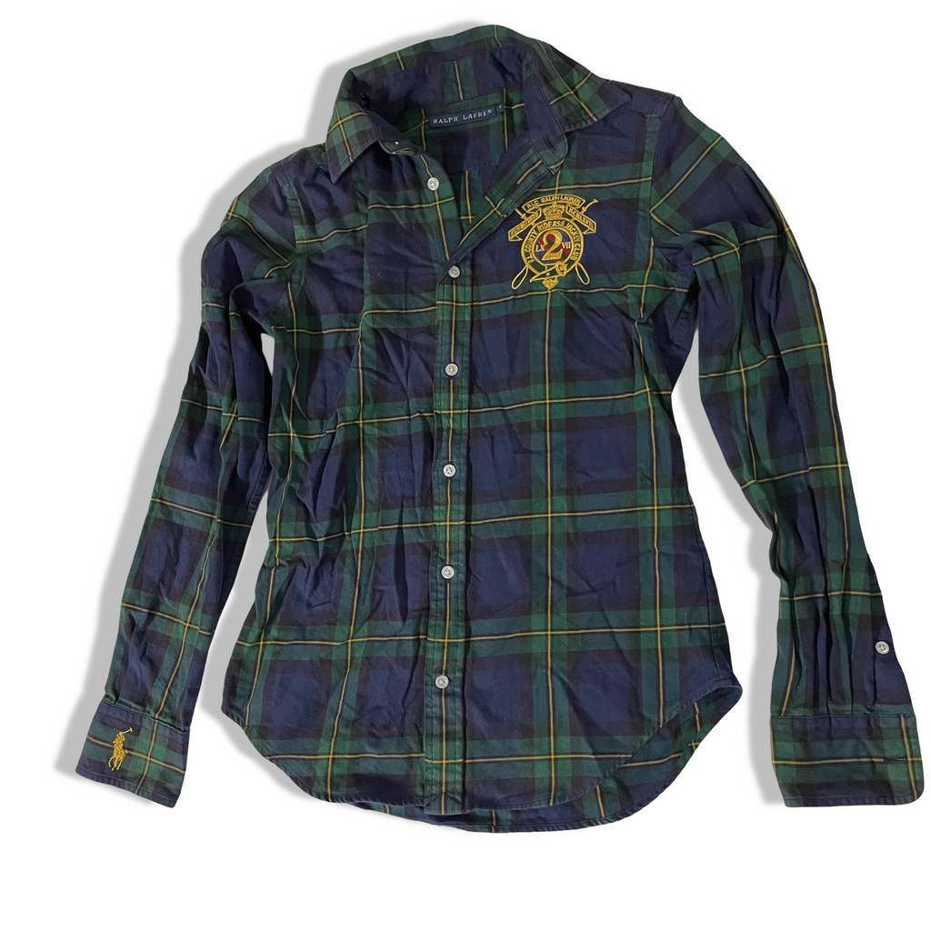 Vintage Women's Ralph Lauren Blue & Green Checkered long sleeve shirt in M| 3698