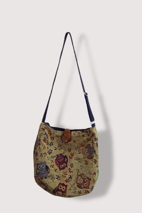 Womens brown cartoon bird graphics shoulder bag
