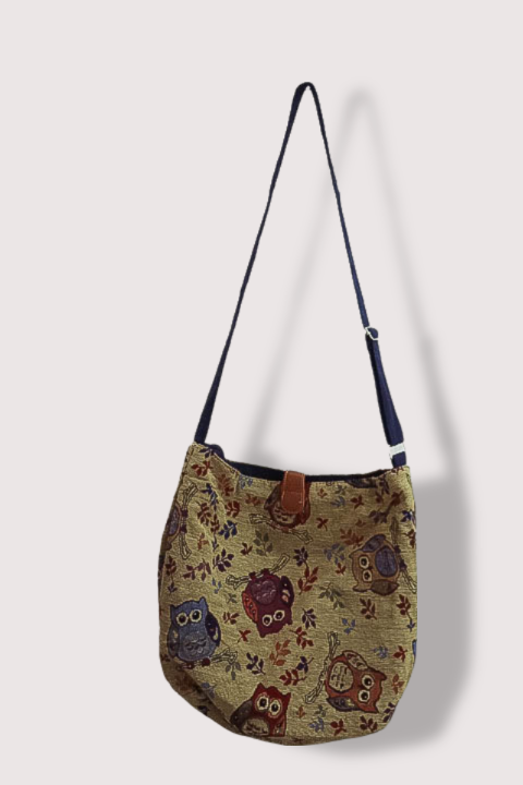 Womens brown cartoon bird graphics shoulder bag