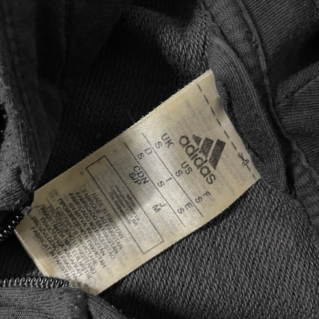 Vintage Adidas Men's sport essentials black 3 stripe Hooded jacket in S|SKU 3743