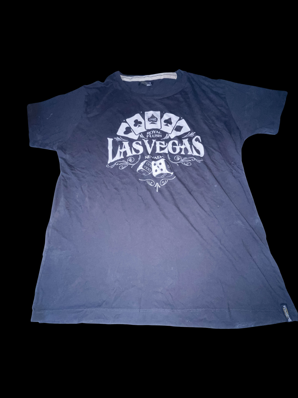 Vintage Las Vegas Nevada Royal Flush graphics black tees XXL