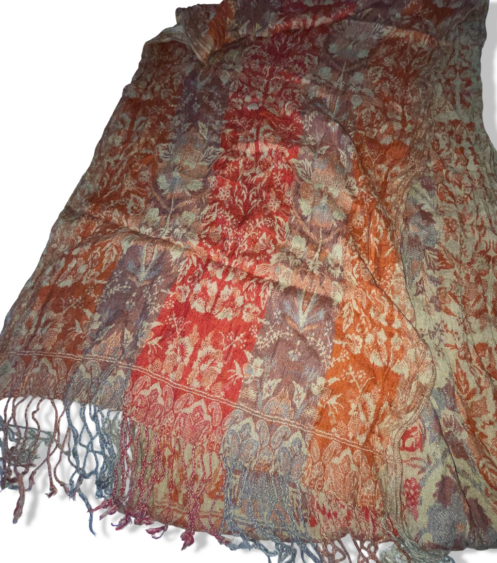Vintage womens multicoloured floral pashmina scarf L 66 W 20| SKU 3744