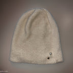 Vintage cream womens winter beanie hat