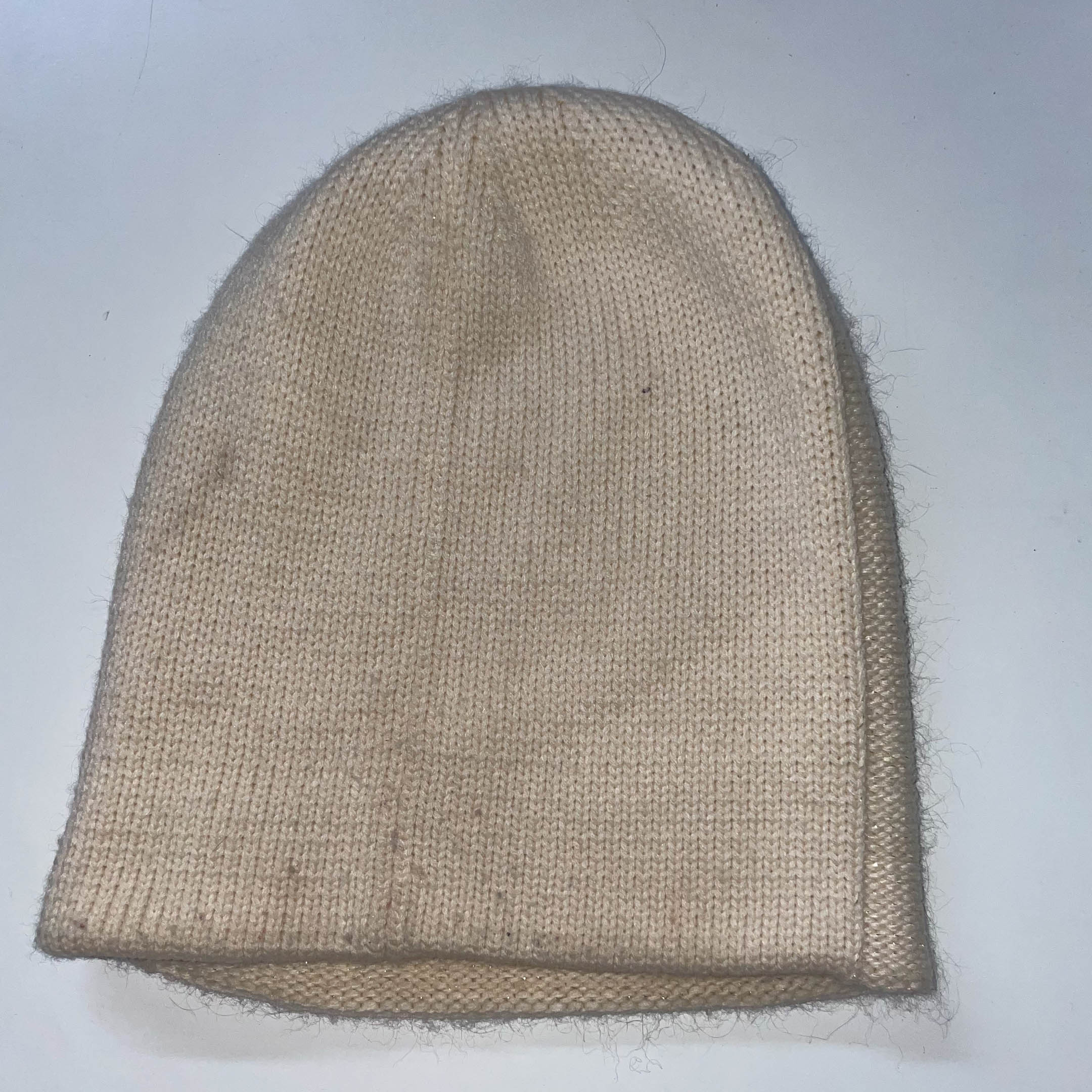 Vintage cream womens winter beanie hat