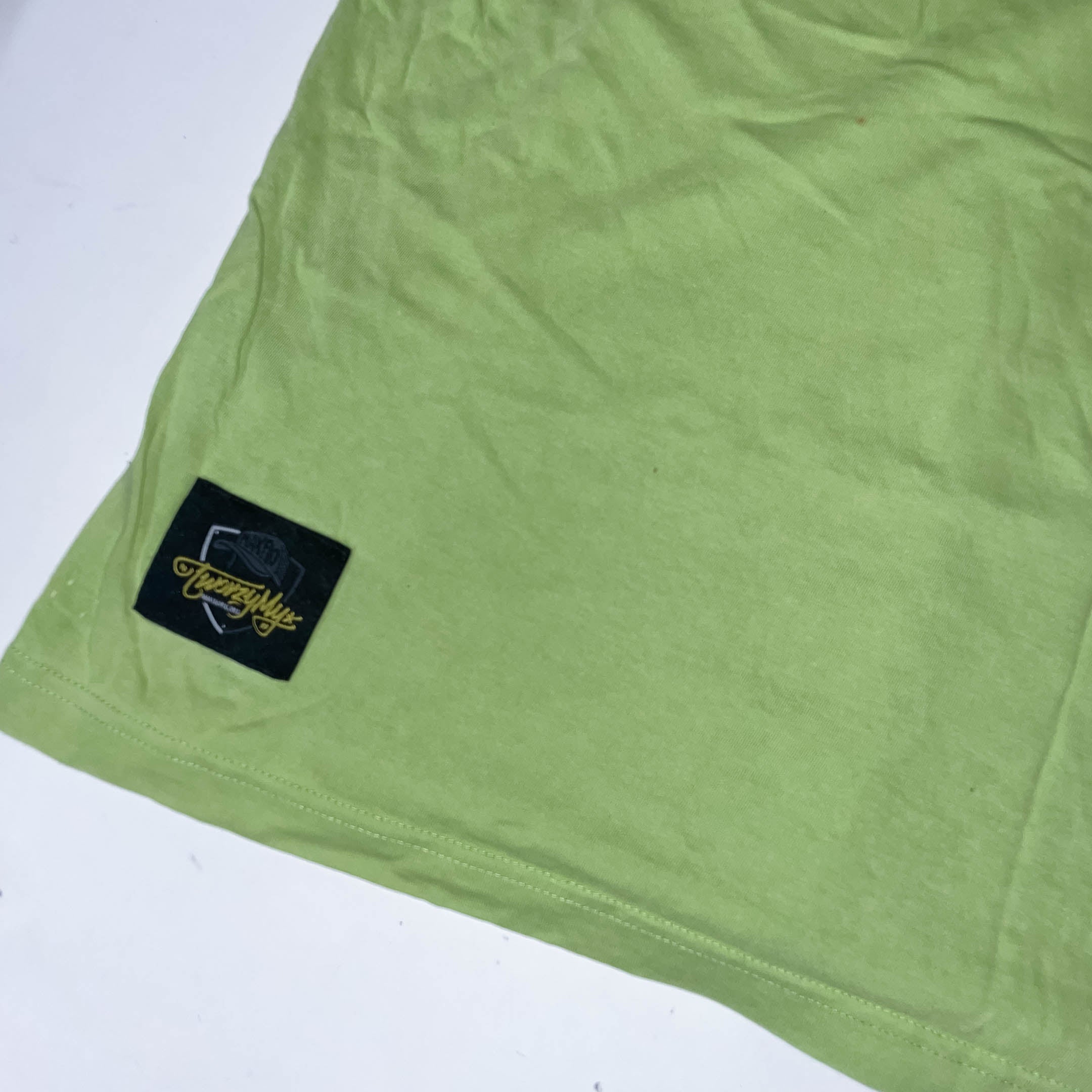 Vintage Lemon green Maxflopl graphics XL colourblock roundneck tees