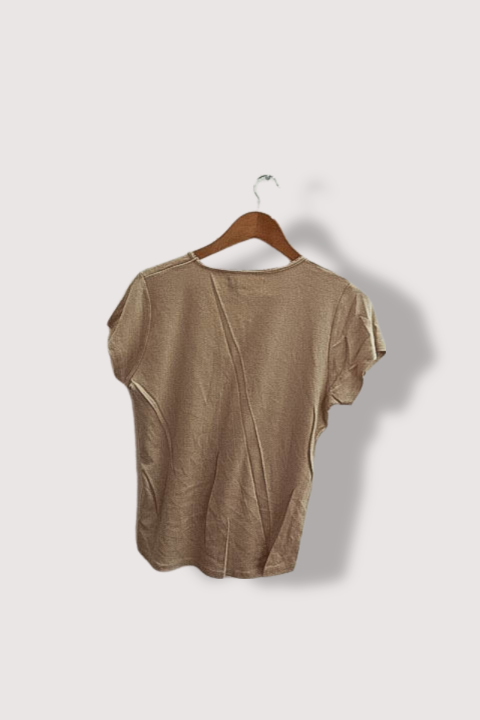 Vintage pure & natural womens short sleeve cream vneck blouse size 14