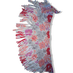 Vintage women's studded multi floral print polyester scarf L 44 W 15| SKU 3745